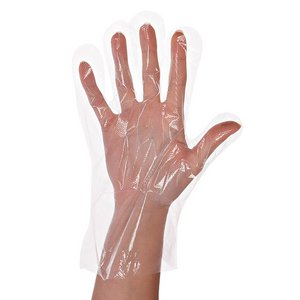 High density polyethylene gloves, 100 pieces in a bag, size L, transparent