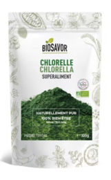 Chlorelle powder supplement, 100g. Superfood containing chlorella, a nutrient-rich green algae. Provides vitamins, minerals, and antioxidants.