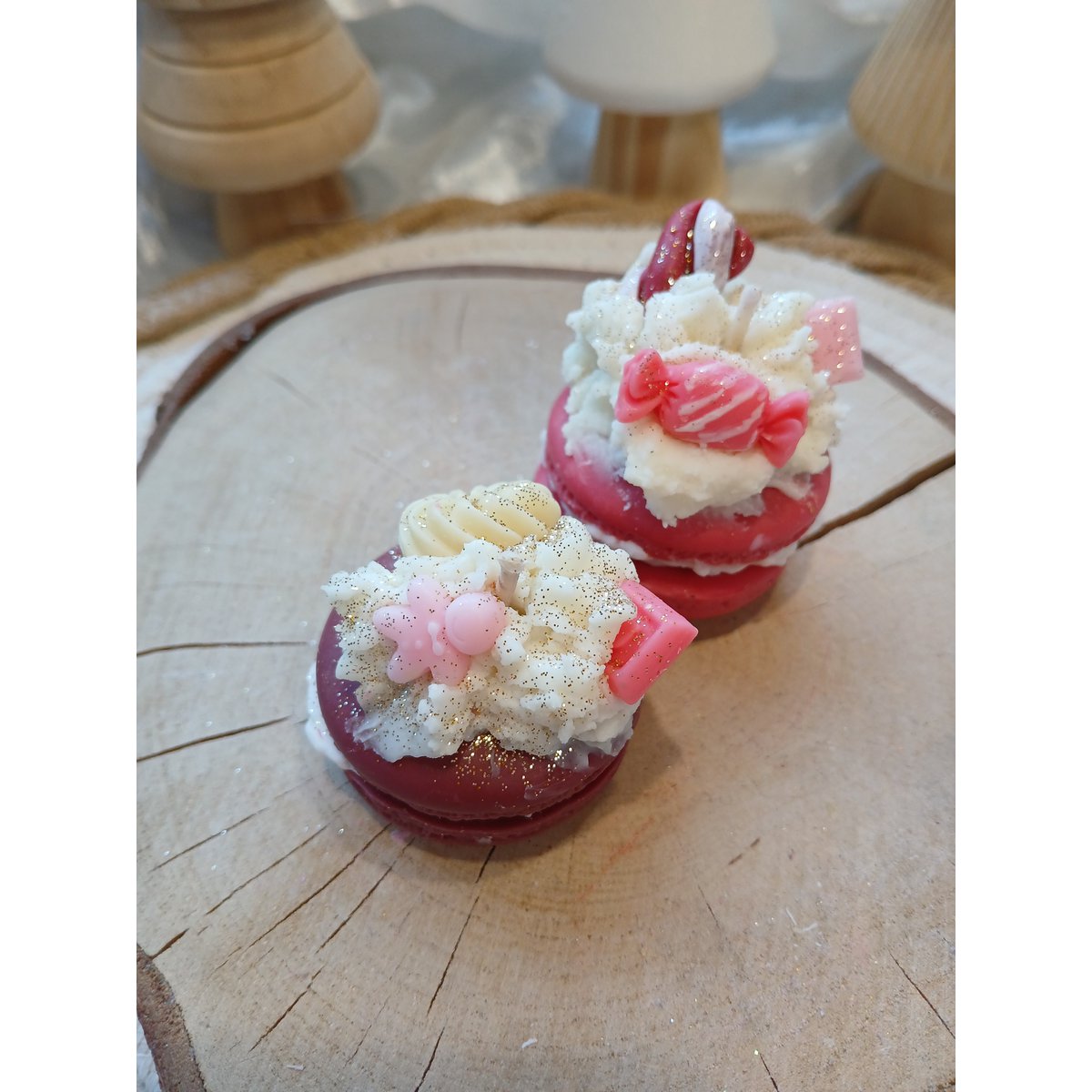 Mini świeczki Macarons z bitą polewą