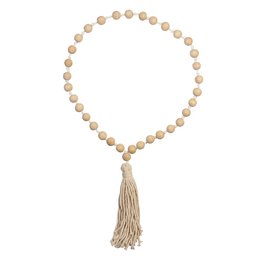 Collana di perline di legno con nappa macramè