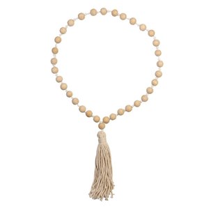 Houtenkralen ketting met kwast macramé