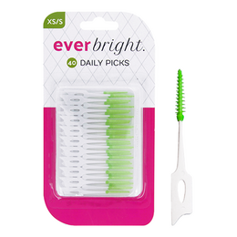 40-piece set of daily dental picks in a green and white color scheme.