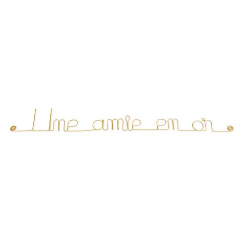 Vriendschapscadeau "Een vriend in goud" - Wanddecoratie in gouden messing draad om op te pinnen - Wandsieraden