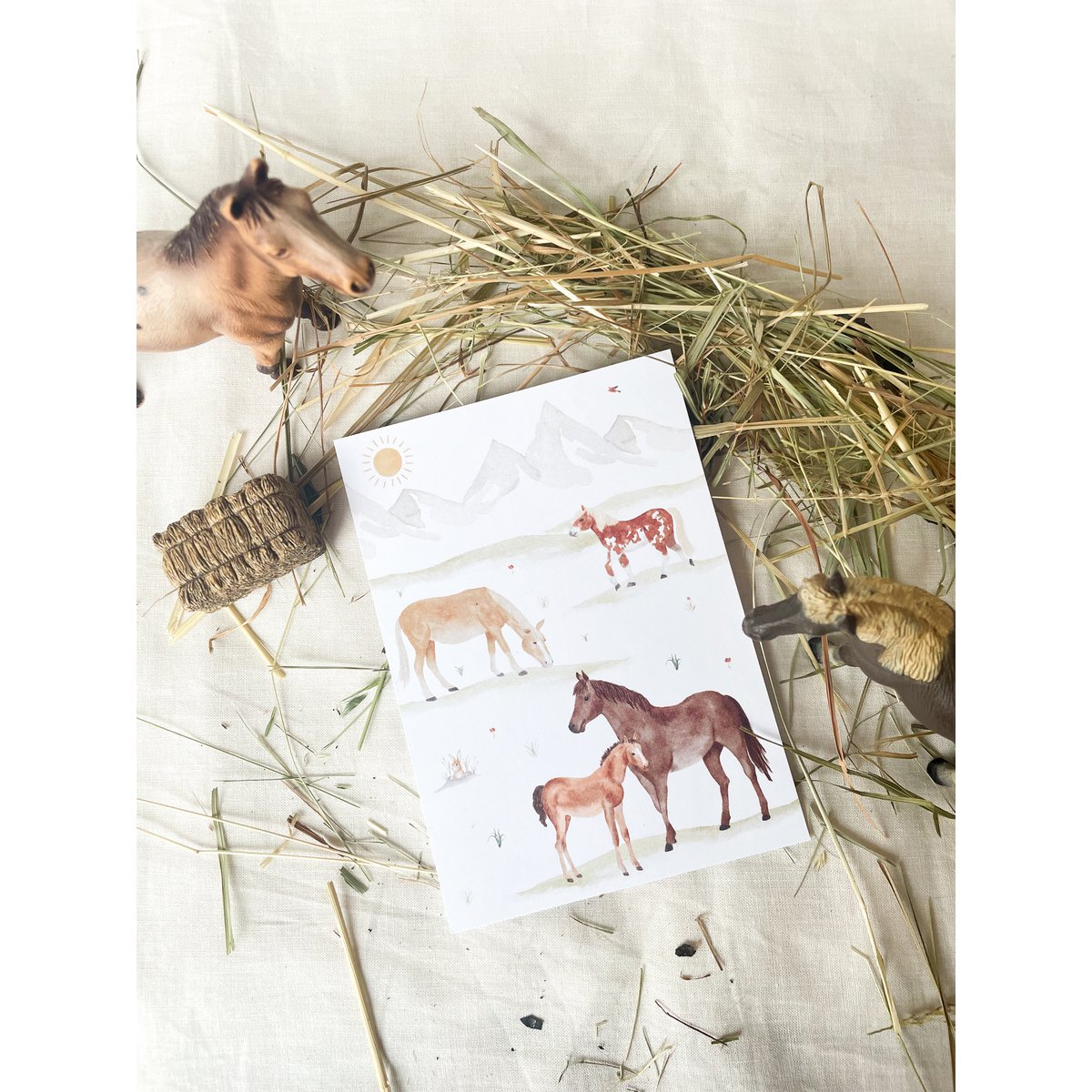 Ansichtkaart "Paarden" P_86 | Kinderen | Uitnodiging | Verjaardagsuitnodiging | Meisje | paard | Pony | Rijden | Kinderverjaardag | || HART & PAPIER