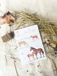 Postkort "Heste" P_86 | Børn | Invitation | Fødselsdag invitation | Pige | hest | Pandehår | Ridning | Børns fødselsdag | || HJERTE & PAPIR