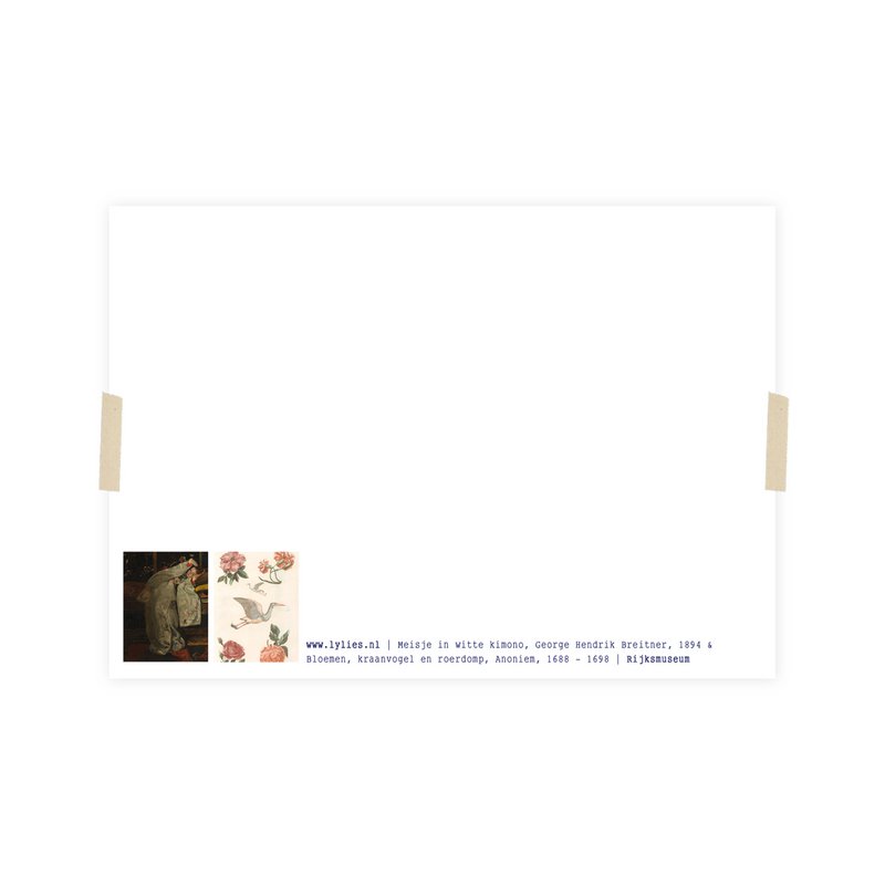 Postkartencollage Museumssammlung - Kranich und Mädchen