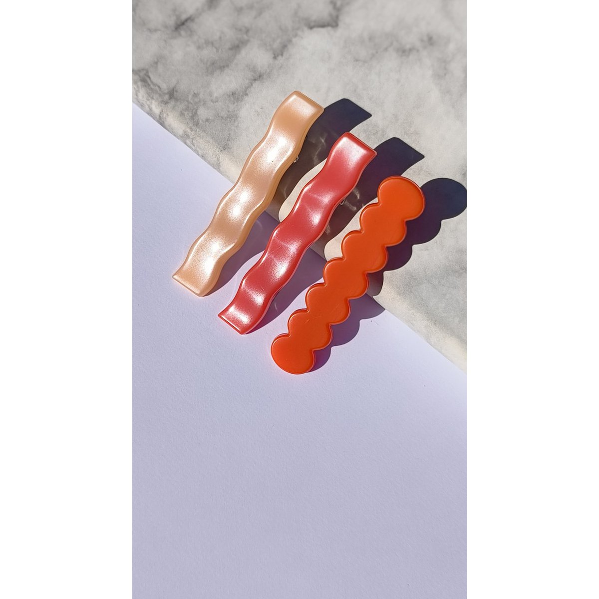 ⋒ pacchetto di clip per capelli in resina - Sunset (12 articoli) ⋒
