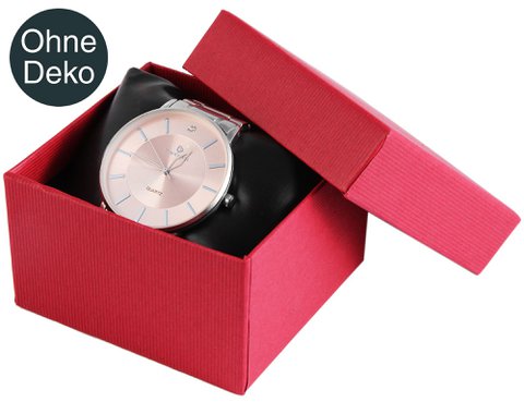 Uhrenbox, Pappe, 12 Stück, rot (8 cm x 8,5 cm x 5,5 cm)