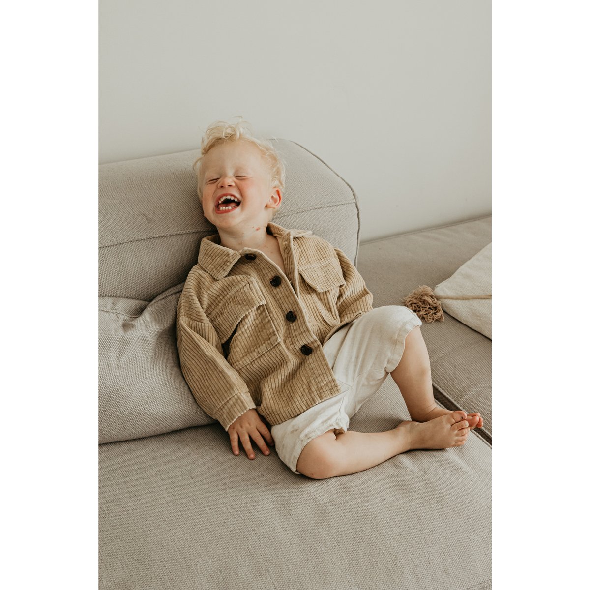 Übergroße Cordjacke - Beige