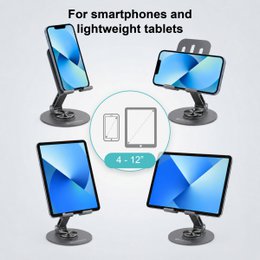NOVOTECK Z-093 Soporte Giratorio Plegable para Teléfono – Soporte Metálico Ajustable 360° para Smartphones y Tabletas