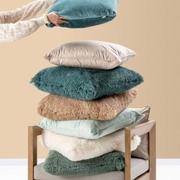 Dutch Decor FLUFFY - Decorative cushion 60x60 cm - Super soft - XL cushion - Pumice Stone - Beige