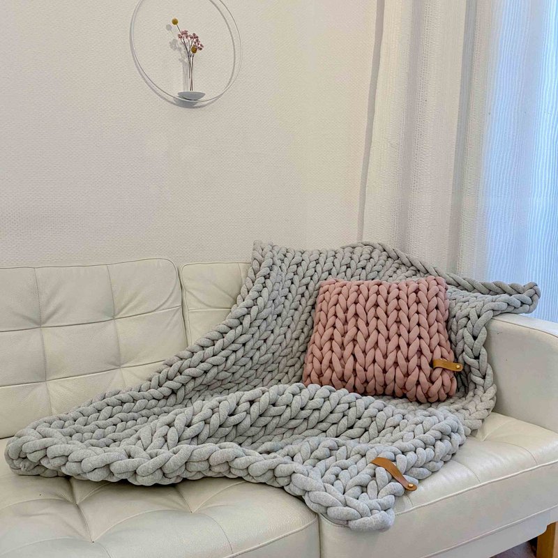 Cojín de punto grueso XXL Cotton Tube, malva