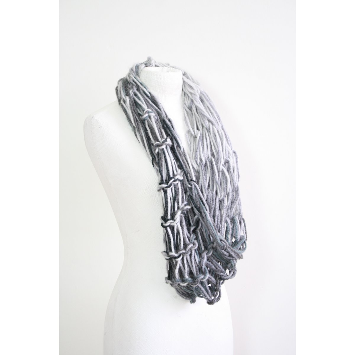 Dark green infinity scarf - wool