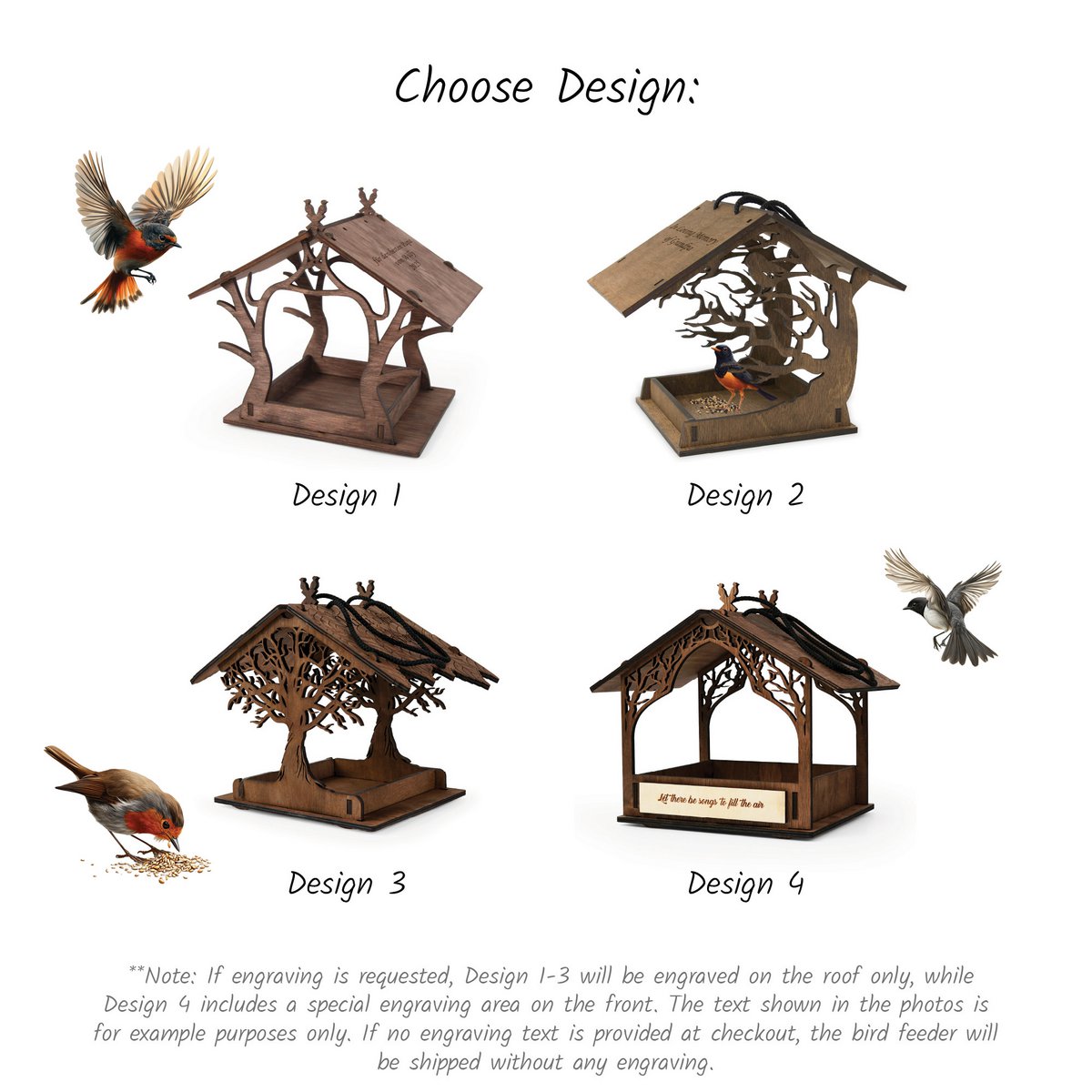 Alimentador de pájaros de madera, acento minimalista para jardín, patio y terraza