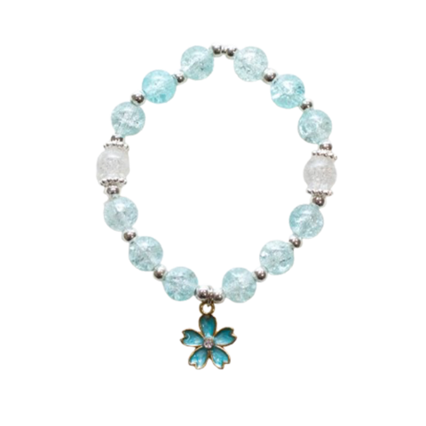 Perlenarmband - Blaue Pfingstrose