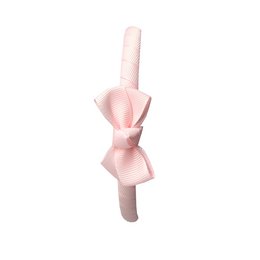 Powder pink hair bow with headband, soft and feminine style, perfect accessory for kids.