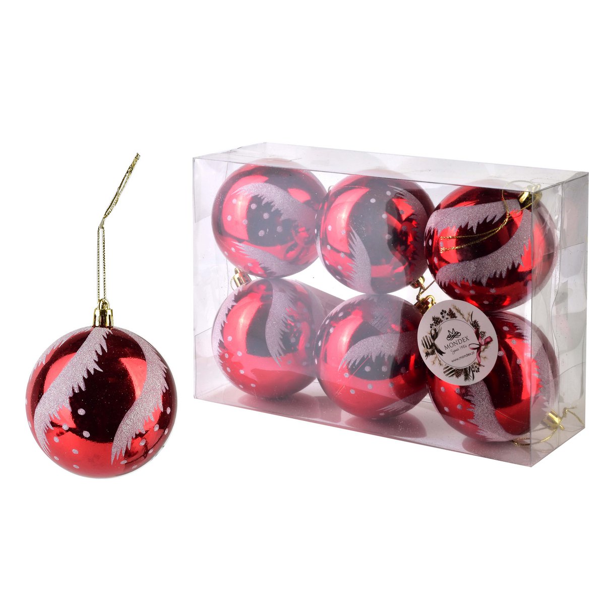 SANTA LILA Set mit 6 Kugeln 7x7x8