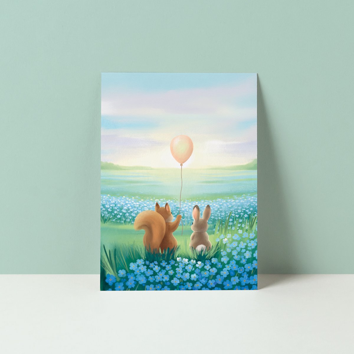 Postcard Field of forget-me-notes