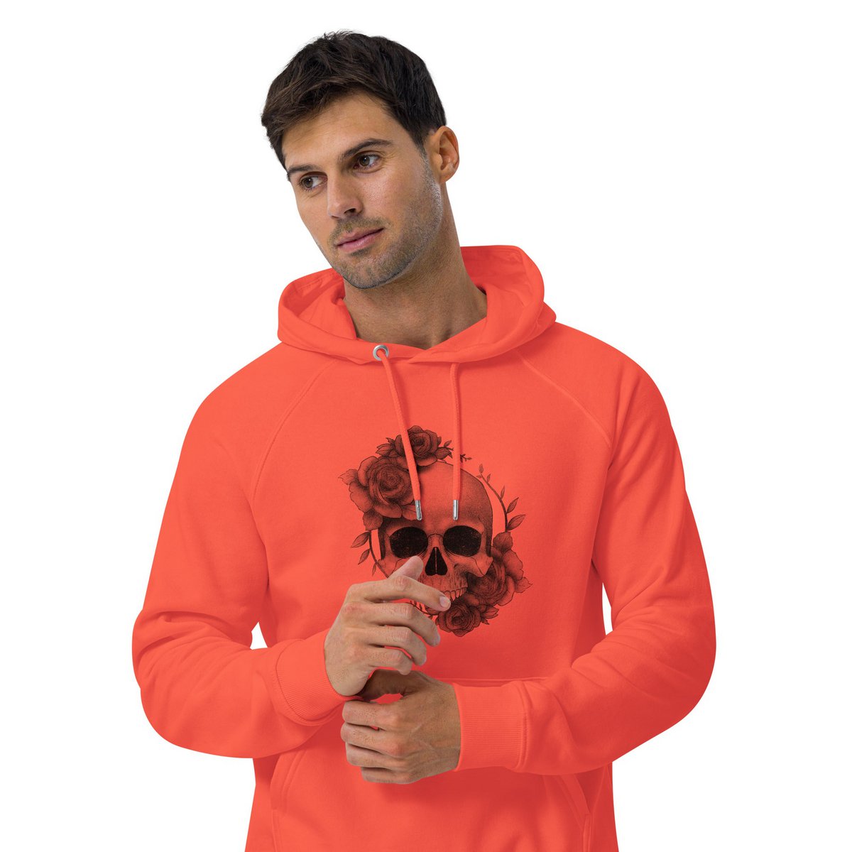 Sweat à capuche raglan biologique unisexe Roses