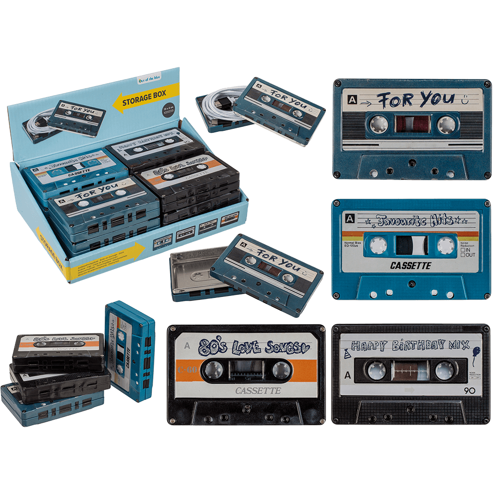 Metal storage box, Music cassette,