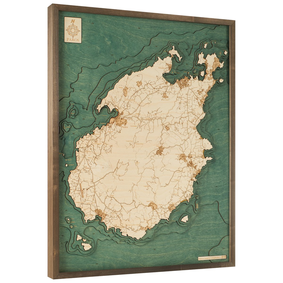 PAROS - Mapa de pared de madera 3D - versión L