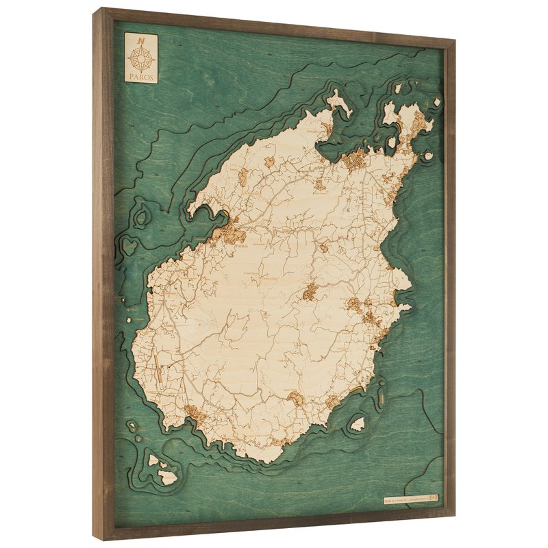 PAROS - Mapa de pared de madera 3D - versión L