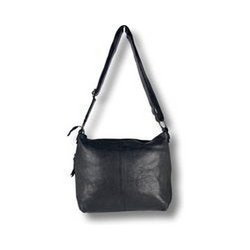 Crossbody -Umhängetasche schwarzer echter Leder Arrigo