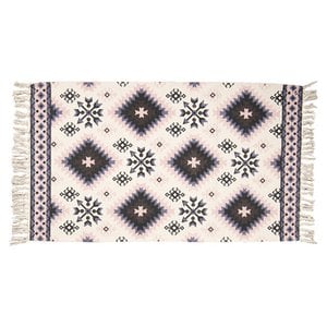 Vloerkleed 140x200 cm Wit Zwart Katoen Tapijt