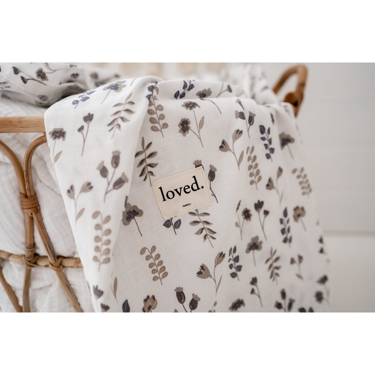 Baby blanket ORGANIC muslin cloth 120x120cm dried flowers