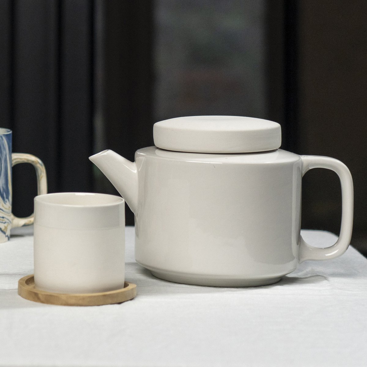 Cup Cyl S cer mat w.band white 150ml 6,7x7cm