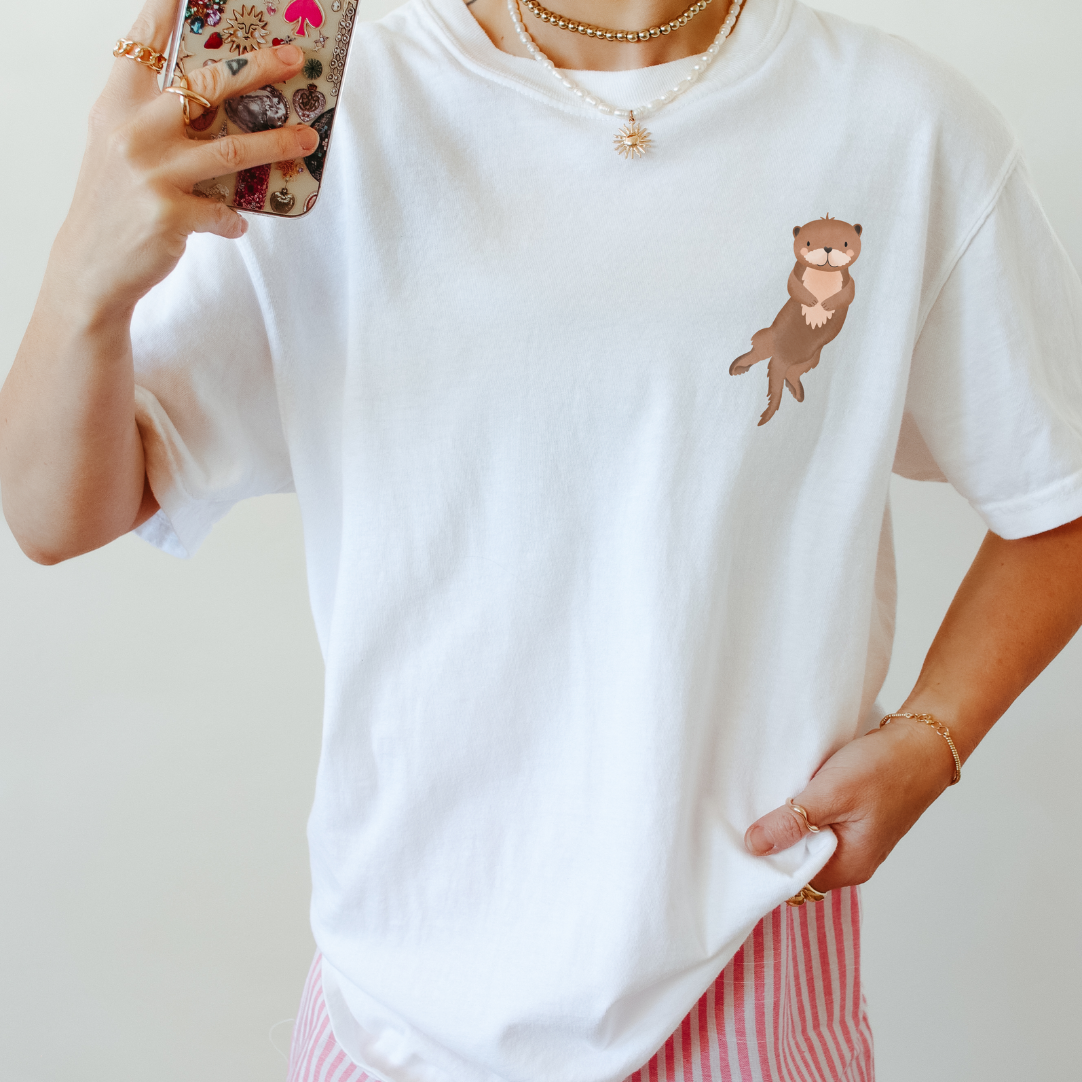 T -Shirt Otter Biobaumwoll Forest Animal Sweet Animal Shirt - Regalo per i fan di Otter - Shirt Forest Otter Small Small