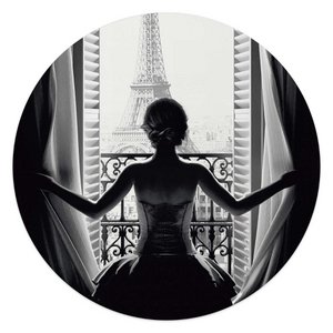 Plexiglasbild Acryl Art Frau in Paris Ø 50