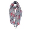 Scarf Women Print 90x180 cm Pink Gray Synthetic Roses Shawl Women