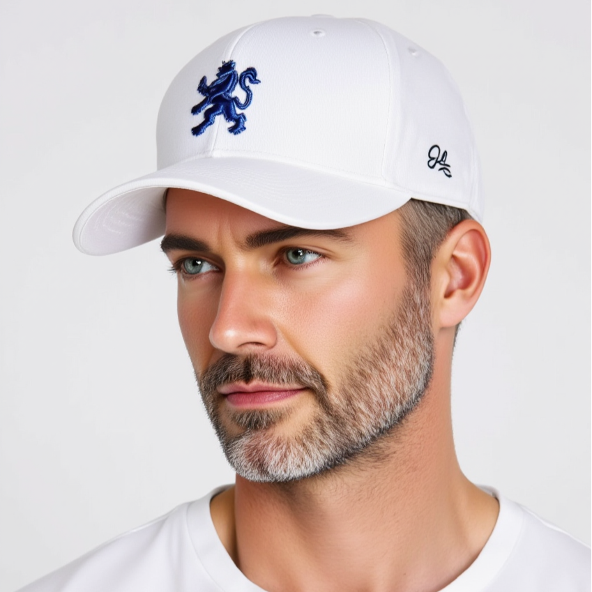 O.Leo Baseballpet - Wit - Blauwe leeuw - Unisex