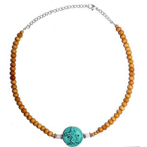 Tour de Cou Bois de Santal -Turquoise Krishna