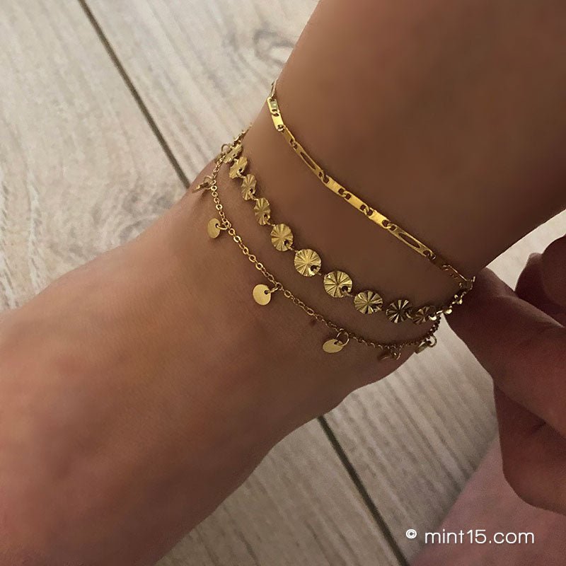 Małe monety Anklet - różowe złoto