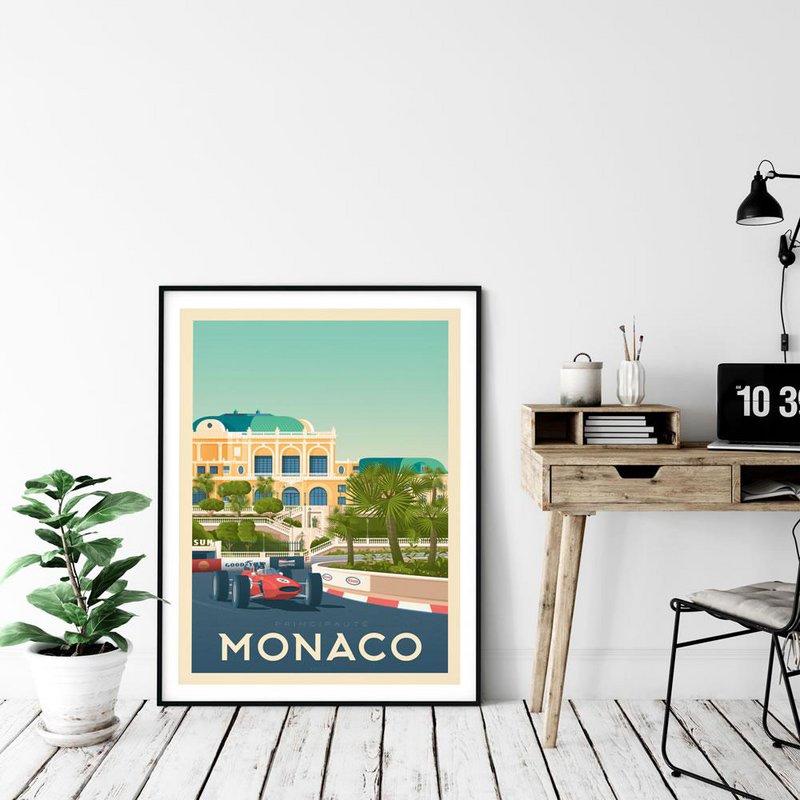 Affiche Monaco Vintage | Poster Ville Monaco Côte d'Azur France