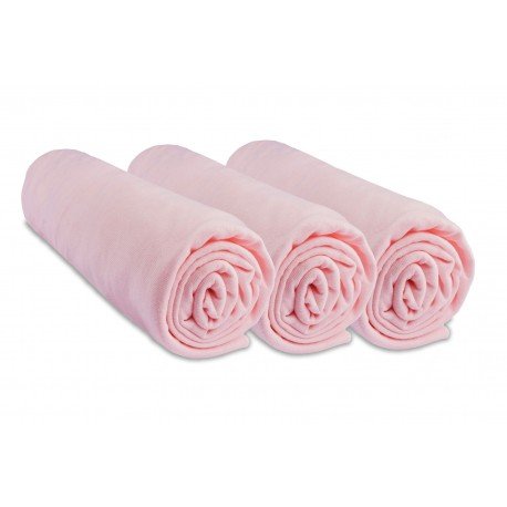 Set of 3 100% Cotton Jersey Fitted Sheets - 60x120cm
