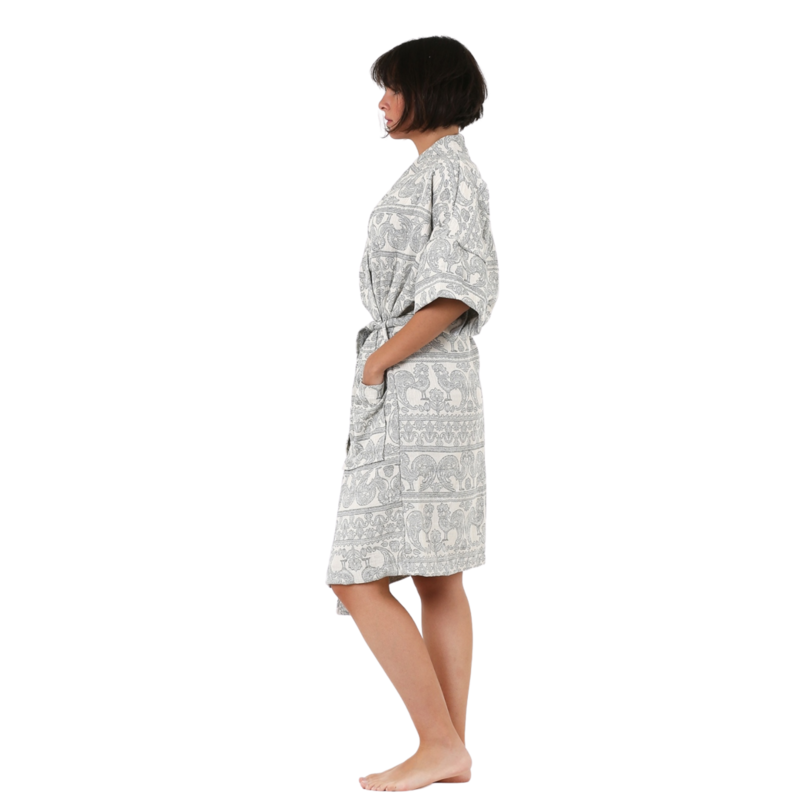Albornoz tipo kimono de gasa de algodón