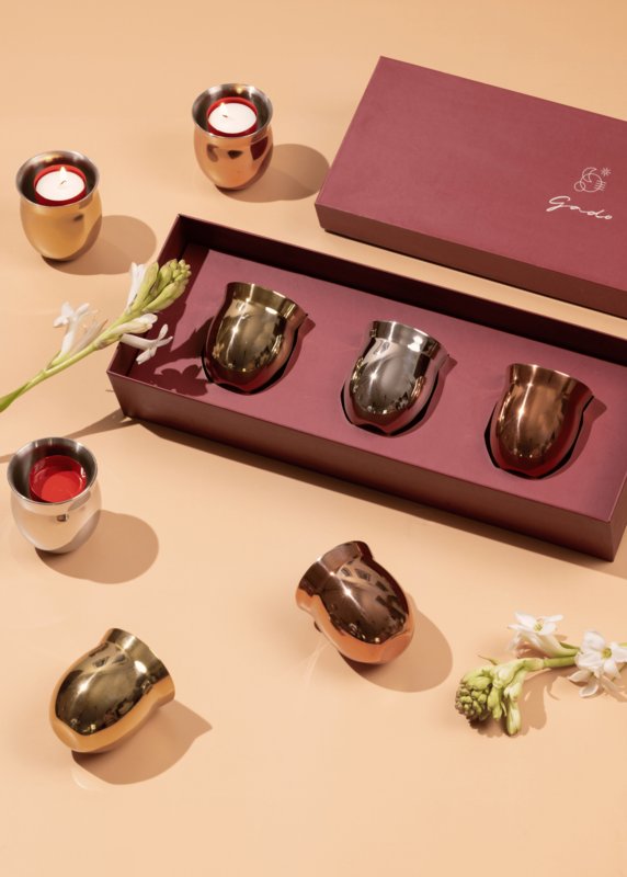 Portavelas | Regalo de velas de té de metal hechas a mano | Juego de 3