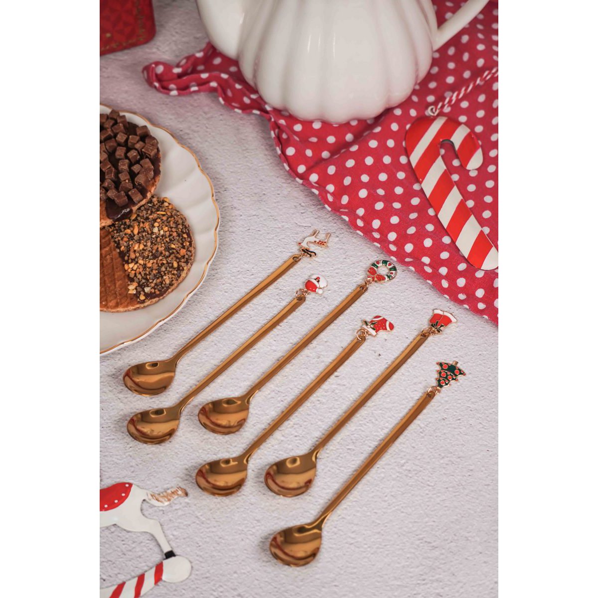 Golden Xmas Dessert Lepel 14 cm set van 6 stuks Isabelle Rose