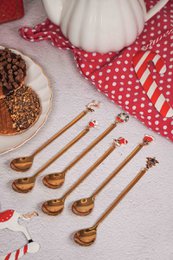 Golden Xmas Dessert Lepel 14 cm set van 6 stuks Isabelle Rose