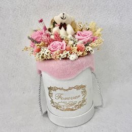 FLOWER BOX, Fleurs séchées rose/blanc, Cadeau Naissance, Anniversaire, Cadeau Eco-durable