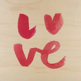 Poster 33T/12 inch in hout p.geschilderde woorden liefde