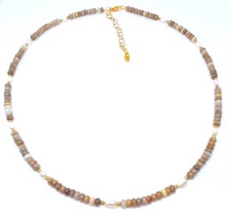 Ketting edelsteen rondel met zoetwaterparels