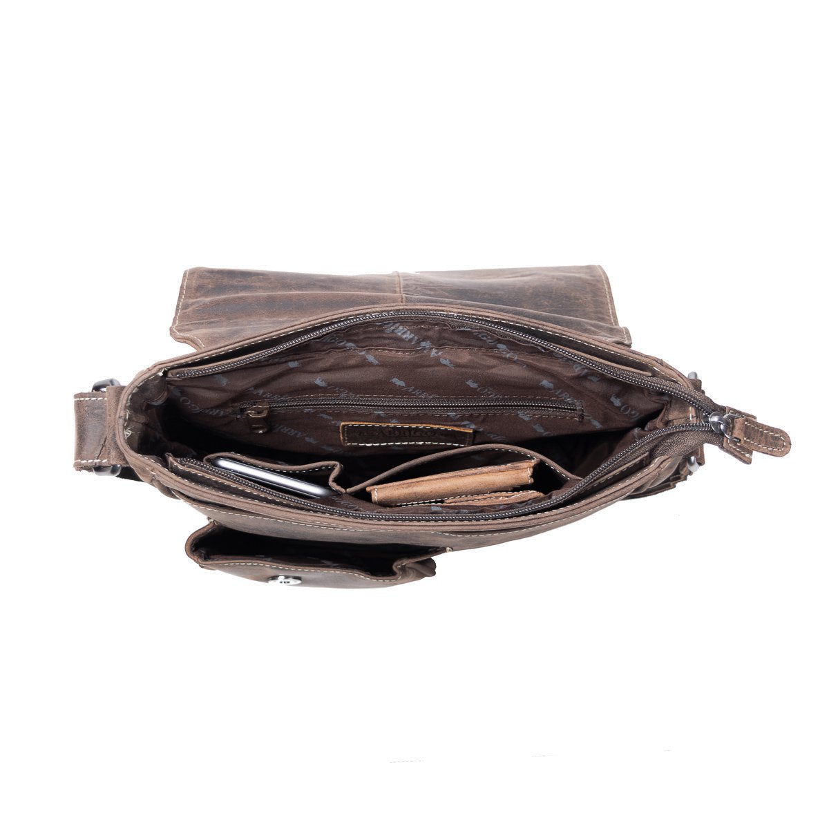 Umhängetasche in 3 Farben Buffalo -Leder mit einem Wickelventil und zwei Magnetverschlüssen - Crossbody -Tasche