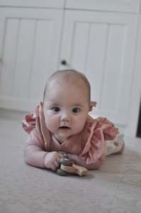 Short Sleeves Powder Pink Bodysuit With Ruffles