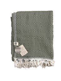 ATOM XXL Cotton Beach Towel – 200x250 cm – Large Family Beach Towel – Khaki Green