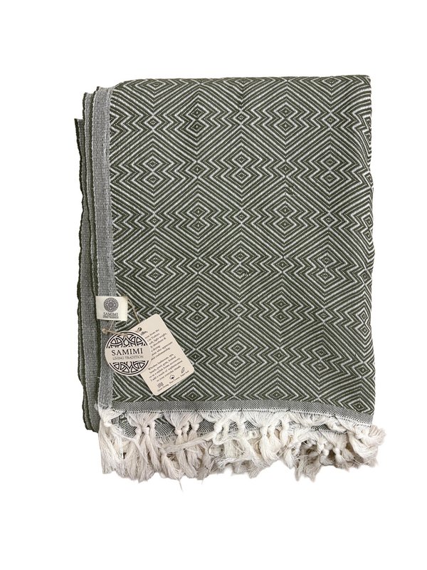 ATOM XXL Cotton Beach Towel – 200x250 cm – Large Family Beach Towel – Khaki Green