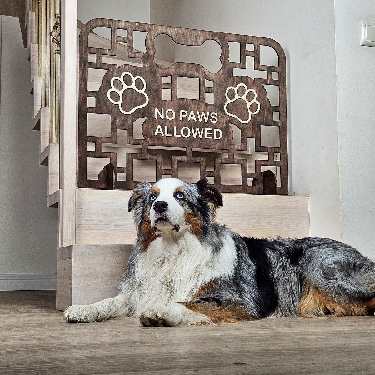 Puerta para perros de madera fácil de seguir, barrera independiente para puertas, escaleras y pasillos